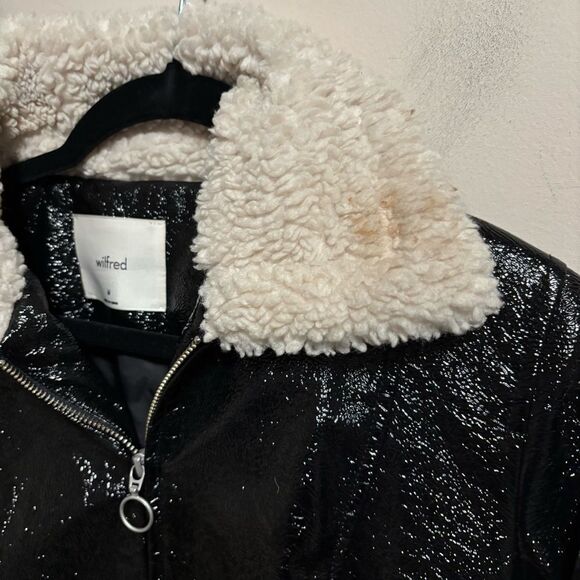 Aritzia Wilfred Tempest Jacket Sherpa Collar Black- Size Medium - Picture 5 of 13